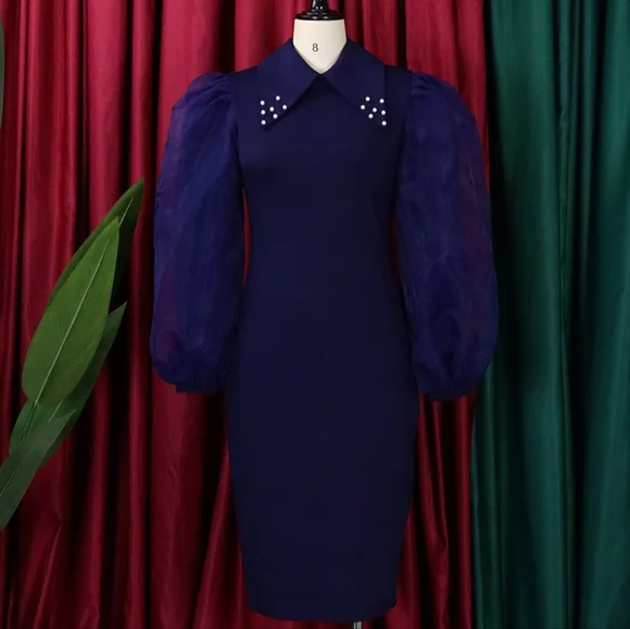 Fashion Blue midi Dress new size S, M avaliable Strech Material. - Picture 3 of 16